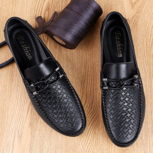 Soft and Comfortable Round Head PCowpea Embossing Surface Leather Shoes for Men, 43