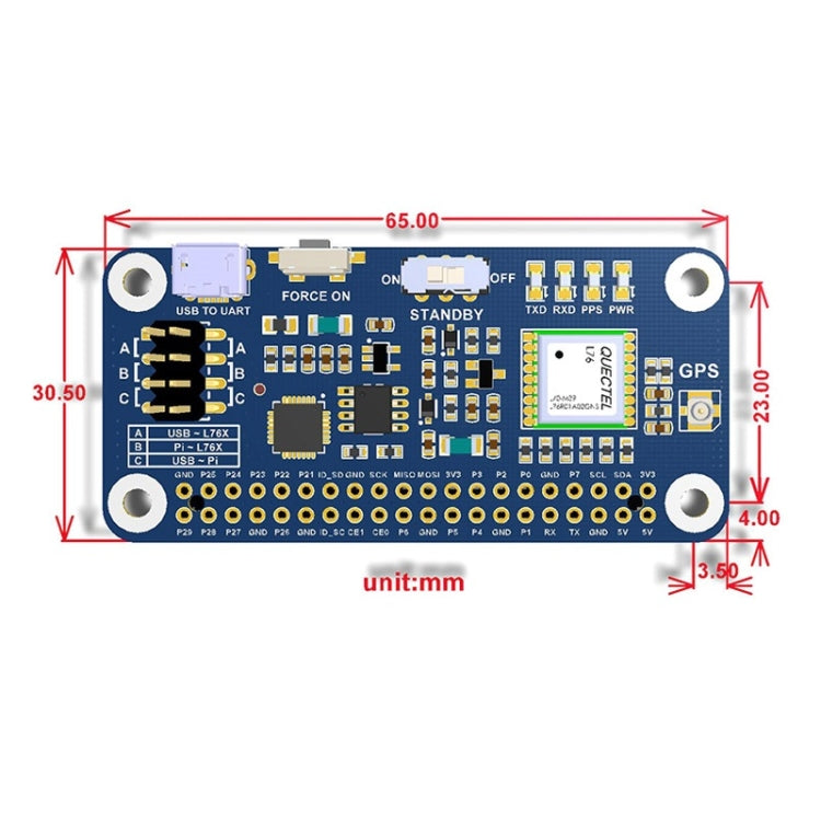 Waveshare L76X Multi-GNSS HAT for Raspberry Pi, GPS, BDS, QZSS, L76X