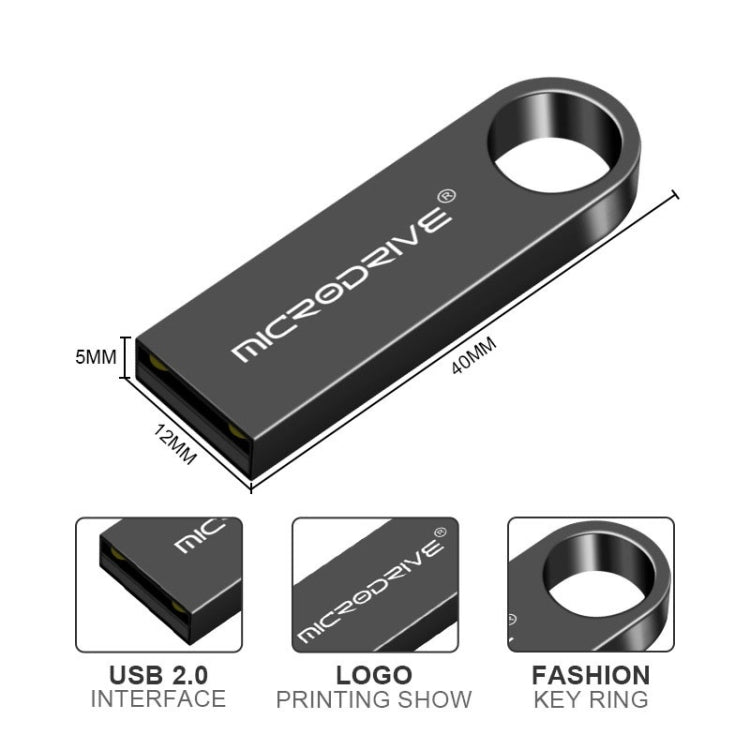 MicroDrive 8GB USB 2.0 Metal Waterproof High Speed U Disk(Black)