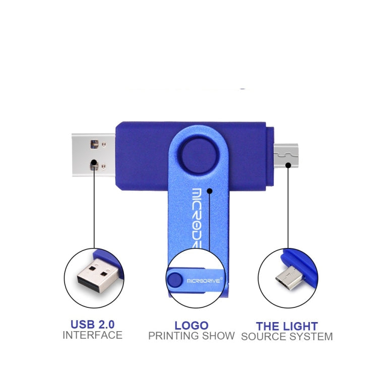 MicroDrive 32GB USB 2.0 Mobile Computer Dual-use Rotating OTG Metal U Disk (Yellow)
