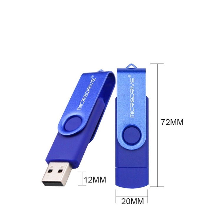 MicroDrive 32GB USB 2.0 Mobile Computer Dual-use Rotating OTG Metal U Disk (Yellow)