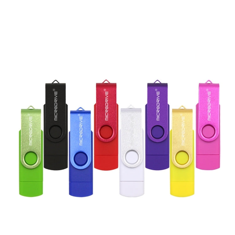 MicroDrive 32GB USB 2.0 Mobile Computer Dual-use Rotating OTG Metal U Disk (Yellow)