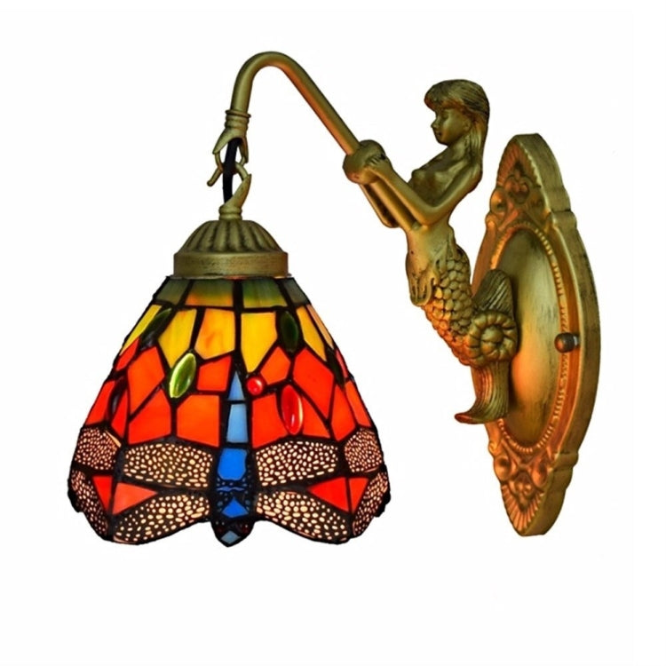 Retro Stained Glass Living Room Dining Room Bedroom Bar Club Aisle Wall Lamp (EU Plug)