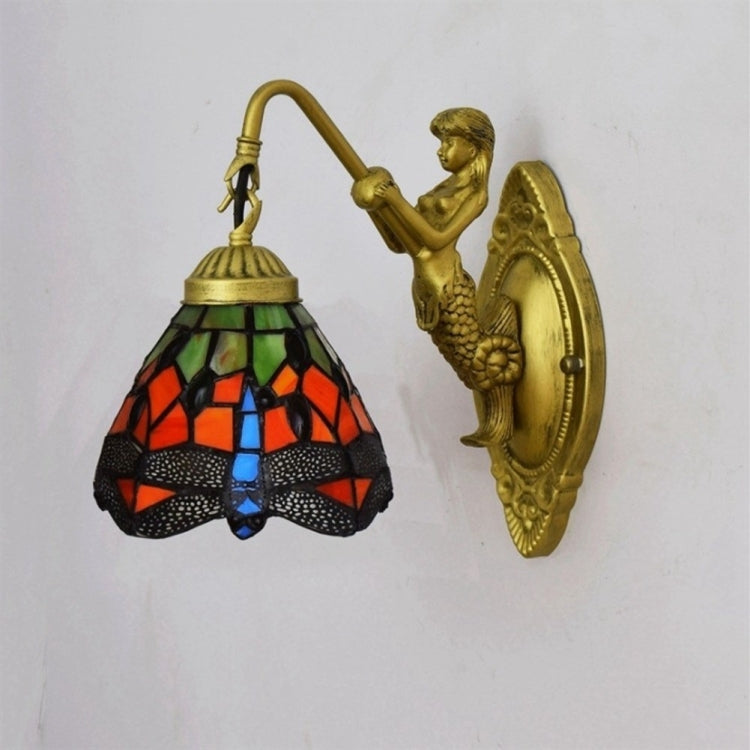 Retro Stained Glass Living Room Dining Room Bedroom Bar Club Aisle Wall Lamp (UK Plug)
