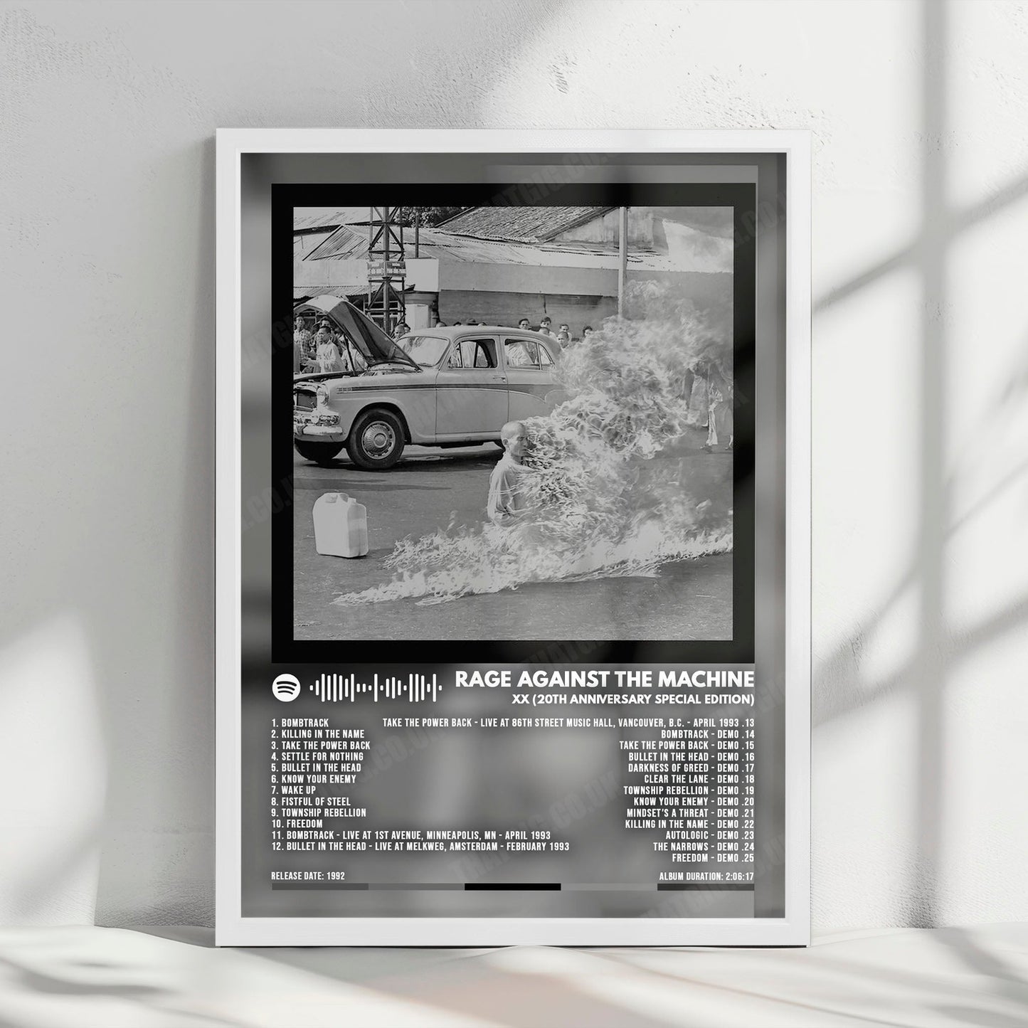 Rage Against the Machine "Rage Against the Machine" Album Cover Poster - with Complete Tracklist