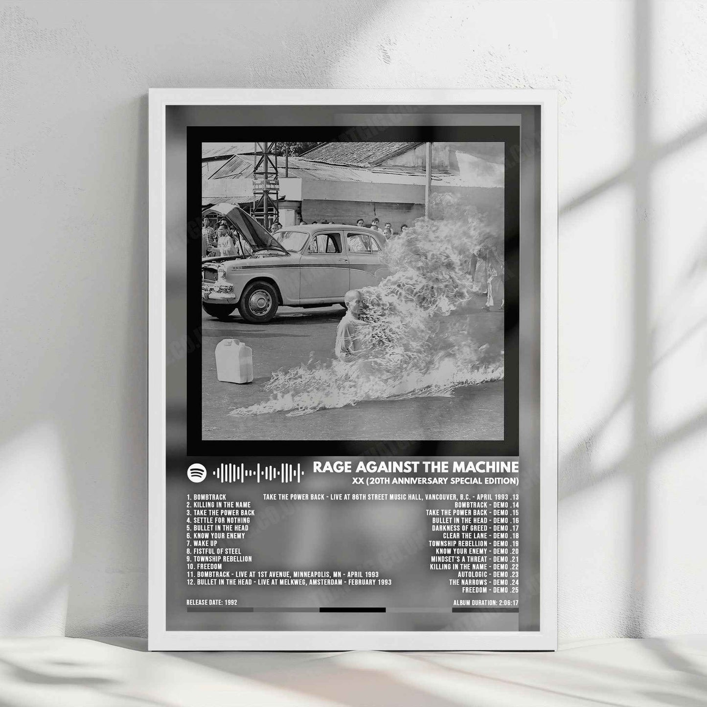 Rage Against the Machine "Rage Against the Machine" Album Cover Poster - with Complete Tracklist