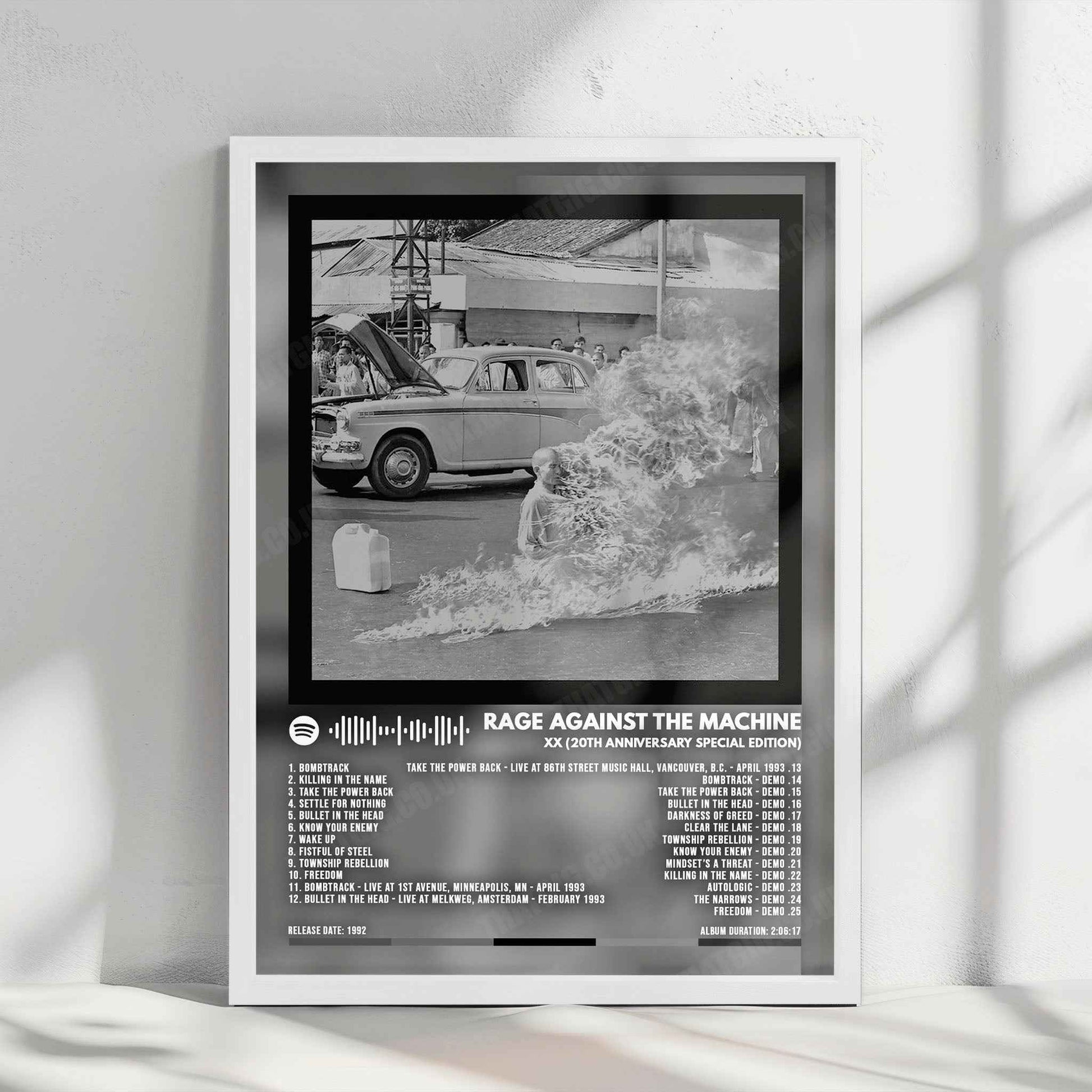 Rage Against the Machine "Rage Against the Machine" Album Cover Poster - with Complete Tracklist