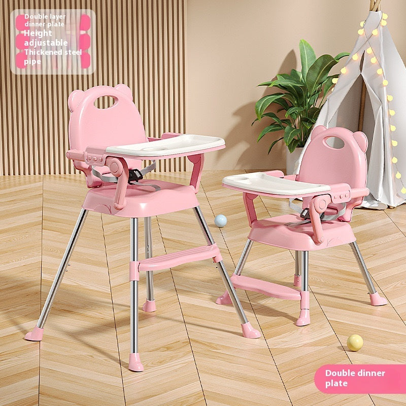 Abaddou Foldable Baby High Chair - Adjustable Metal Frame 105cm