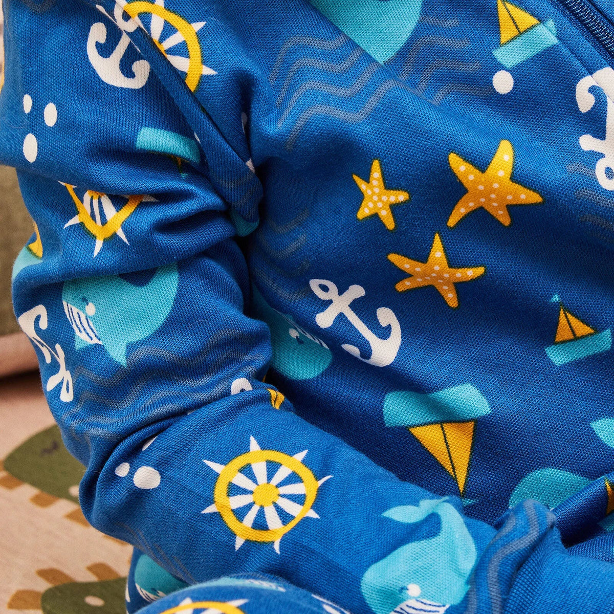 HelloBaby Sea Motif Zip-Up Footless Baby Sleepsuit (6 Months to 3 Years)