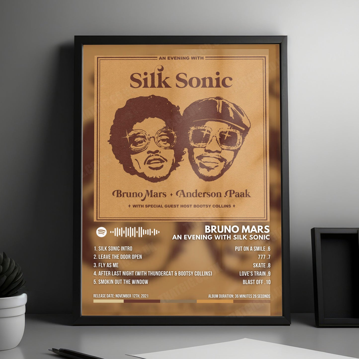 Silk Sonic "An Evening With Silk Sonic" Album Cover Poster - with Complete Tracklist