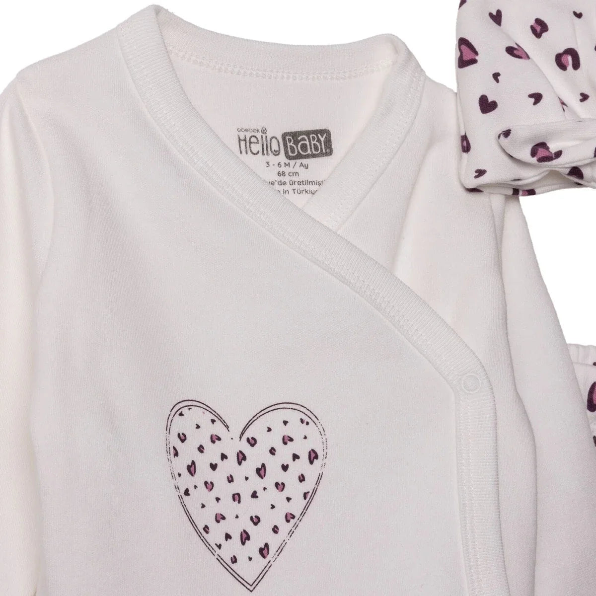 HelloBaby Heart Print Baby Hat, Vest & Bottoms Set (Newborn to 6-9 Months)