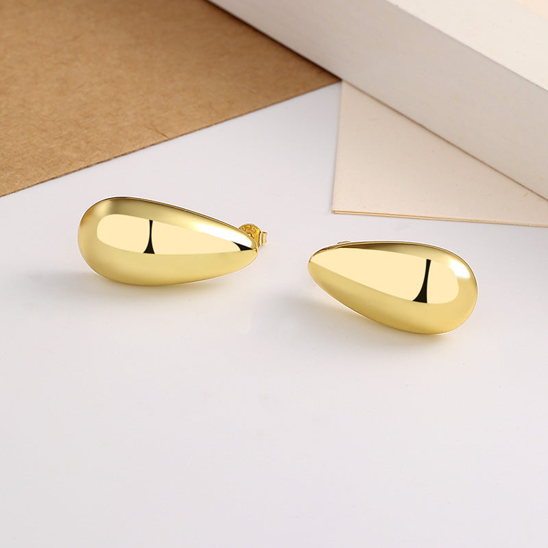 Luxury 16K Gold Plated Water Drop Earrings - Elegant Teardrop Studs for Women