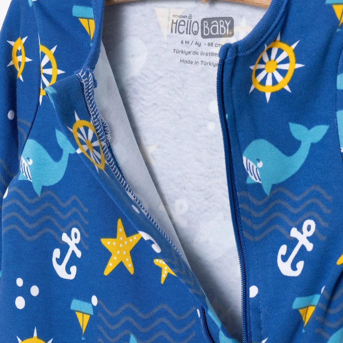 HelloBaby Sea Motif Zip-Up Footless Baby Sleepsuit (6 Months to 3 Years)