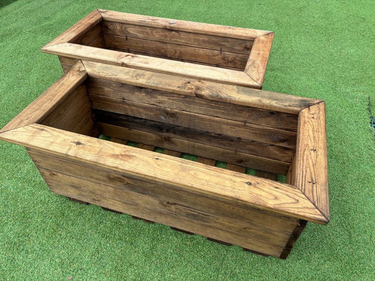 Charles Taylor Trading 2pc Large Wooden Trough Set Brown