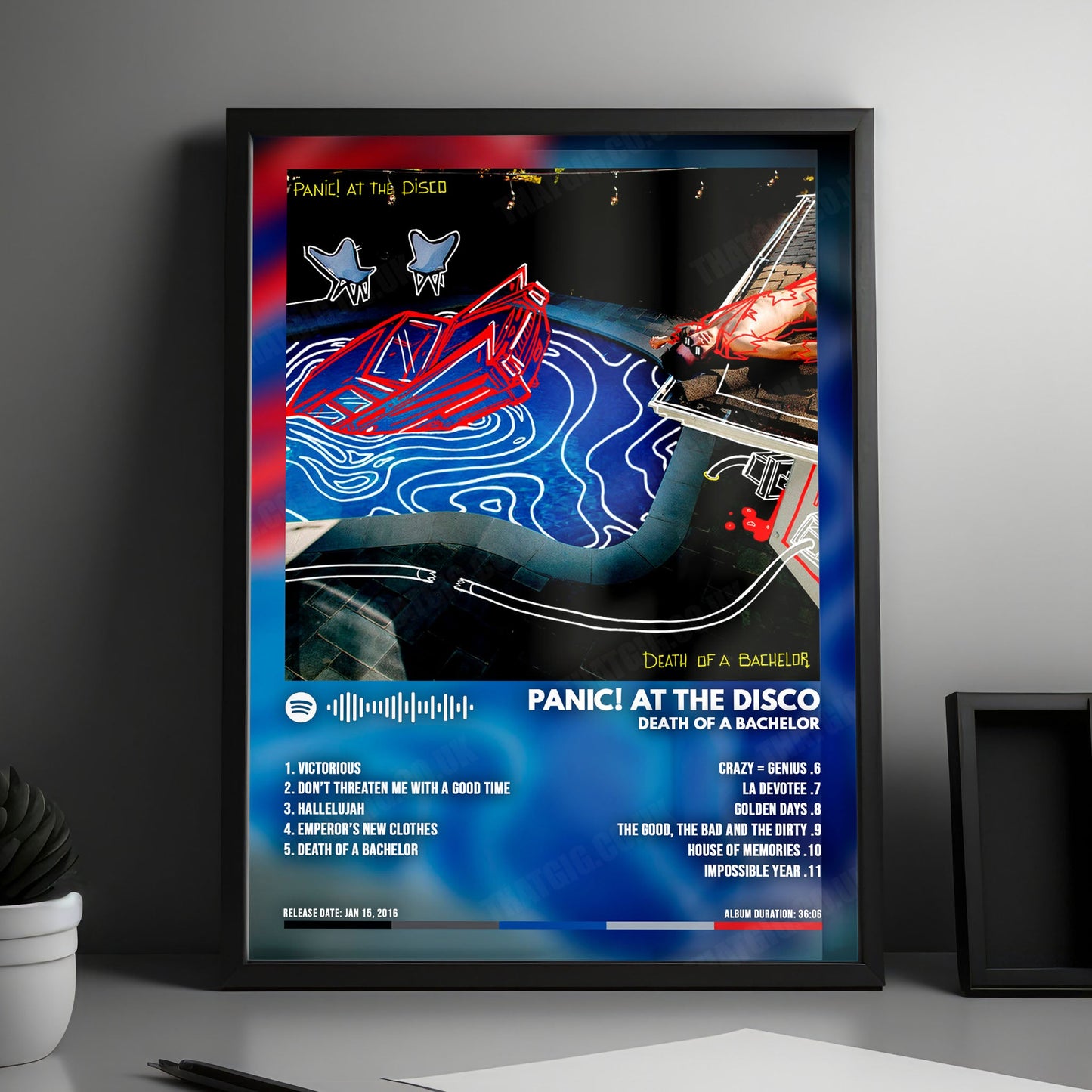 Panic! At The Disco "Death of a Bachelor  " Album Cover Poster - with Complete Tracklist
