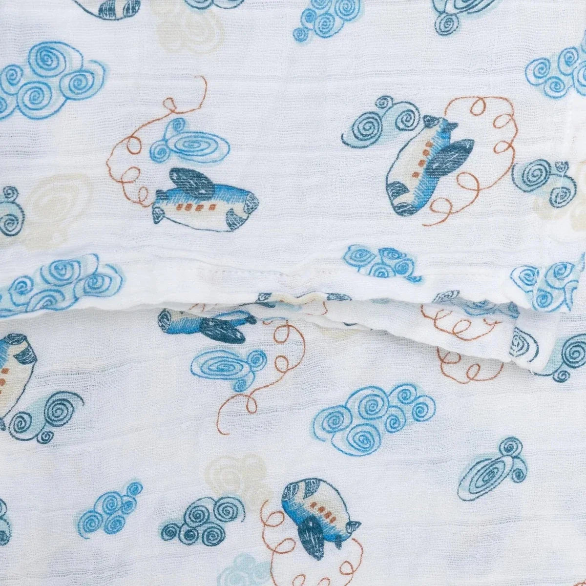 Little Dreams Plane Print Muslin Baby Blanket (100 x 110 cm)