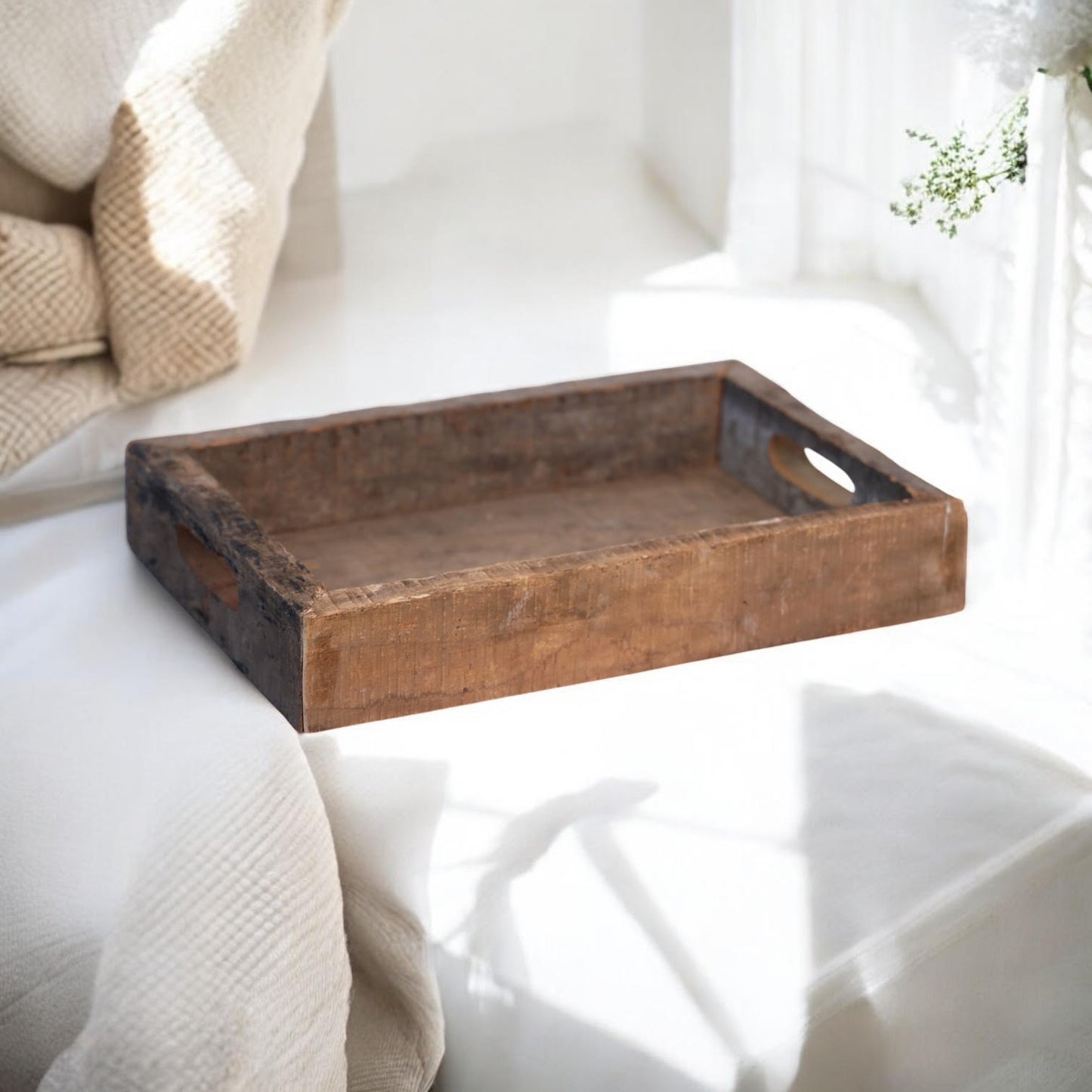 40CM RECLAIMED SQUARE WOODEN TRAY