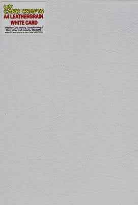A4 White Embossed Leather-look 250gsm Card x 5 Sheets - UKCC0235