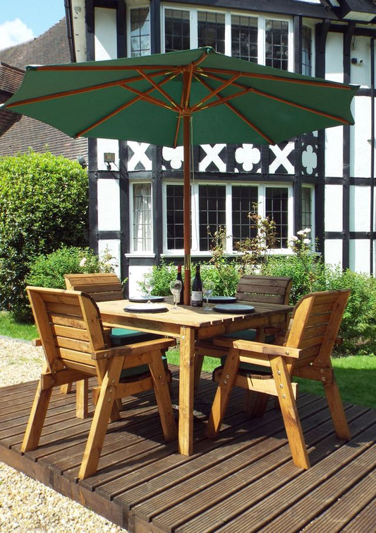 Charles Taylor Trading Four Seater Square Table Set With Green Cushion Brown