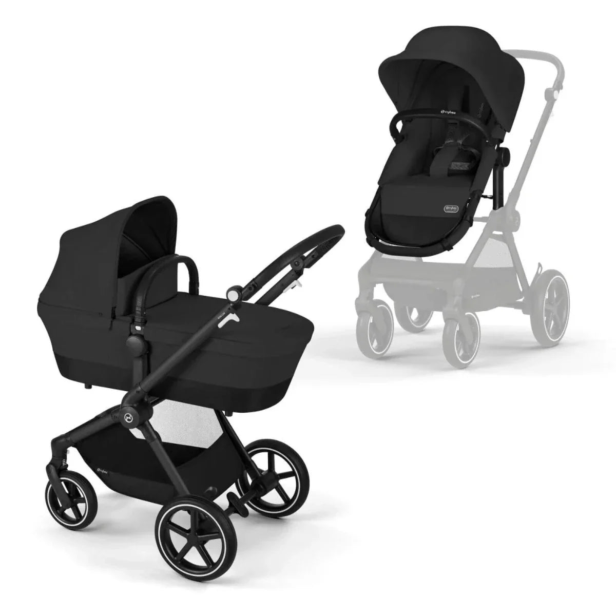 Cybex EOS Lux Silver 2-in-1 Pushchair - Moon Black