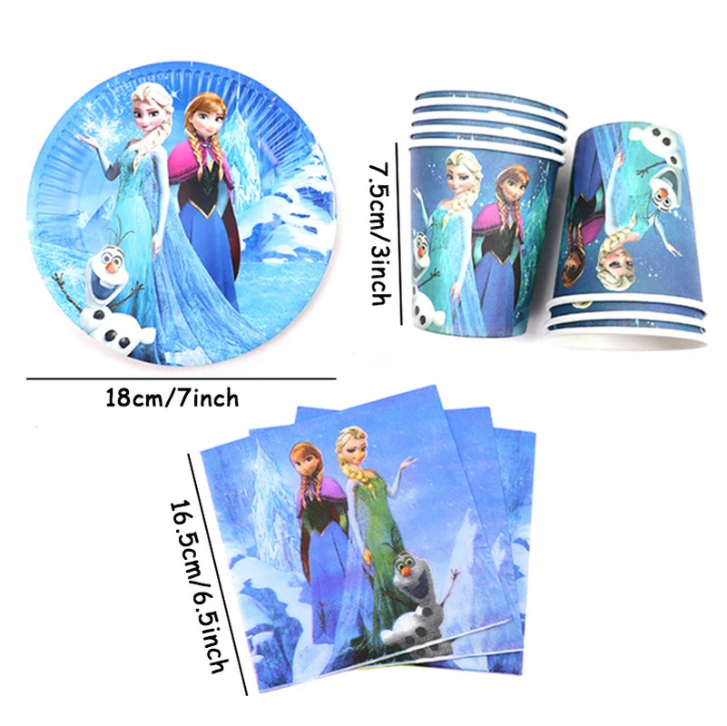 Frozen Anna Elsa Party Supplies – Disposable Plates Cups Napkins Balloons