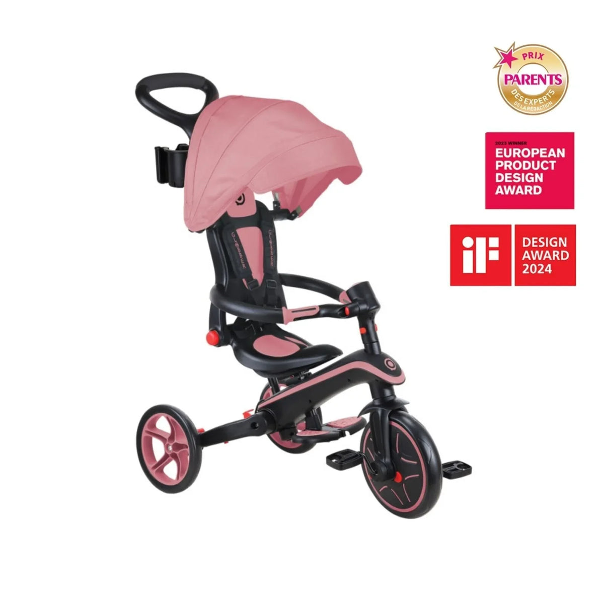 Globber Explorer Foldable 4-in-1 Trike - Deep Pastel Pink