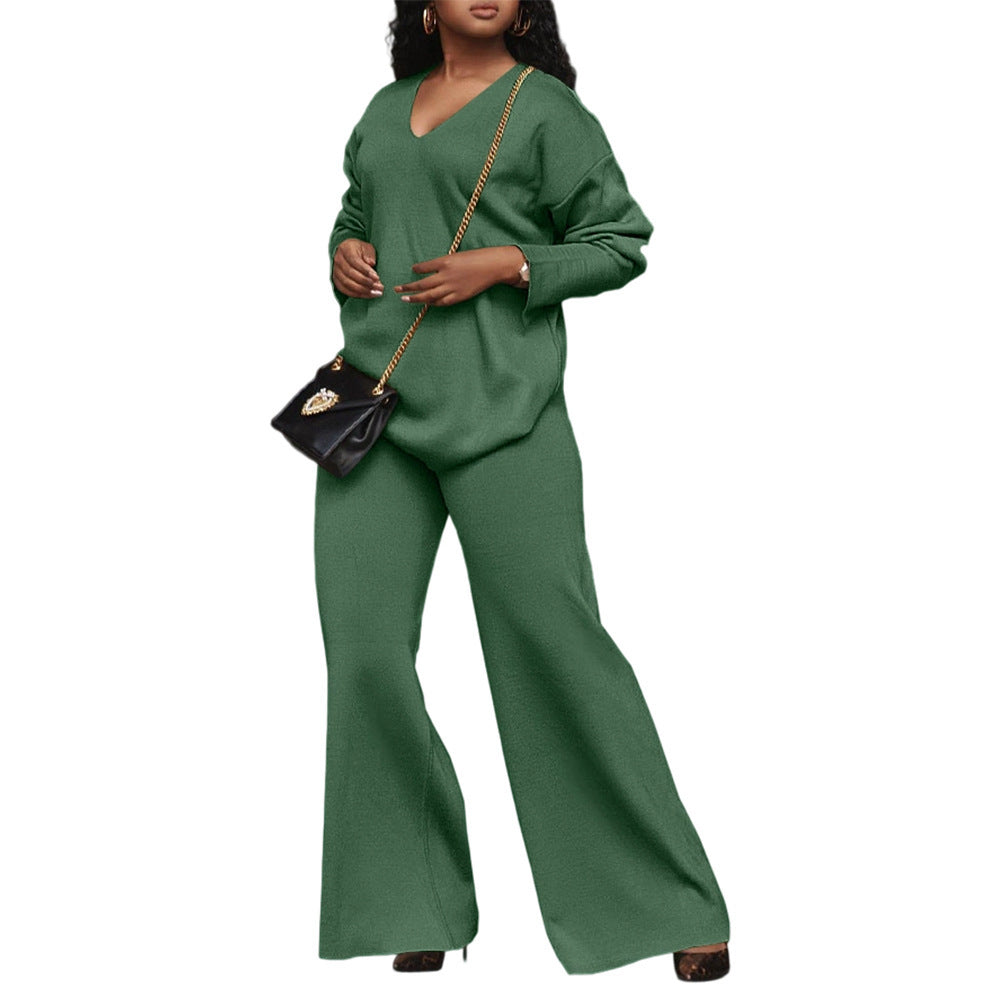 Women's Pure Color Thickened Suede Split Sleeve Two-piece Suit