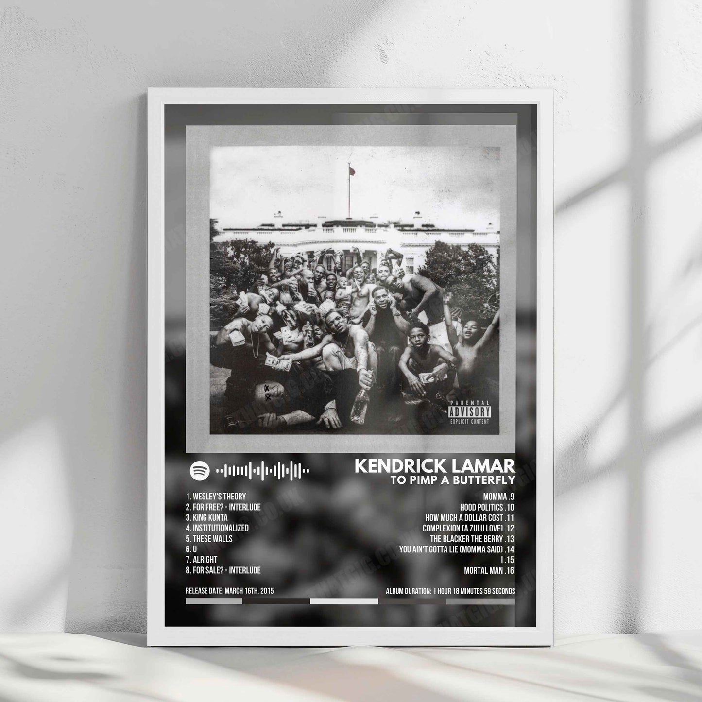 Kendrick Lamar "To Pimp A Butterfly" Album Cover Poster - with Complete Tracklist