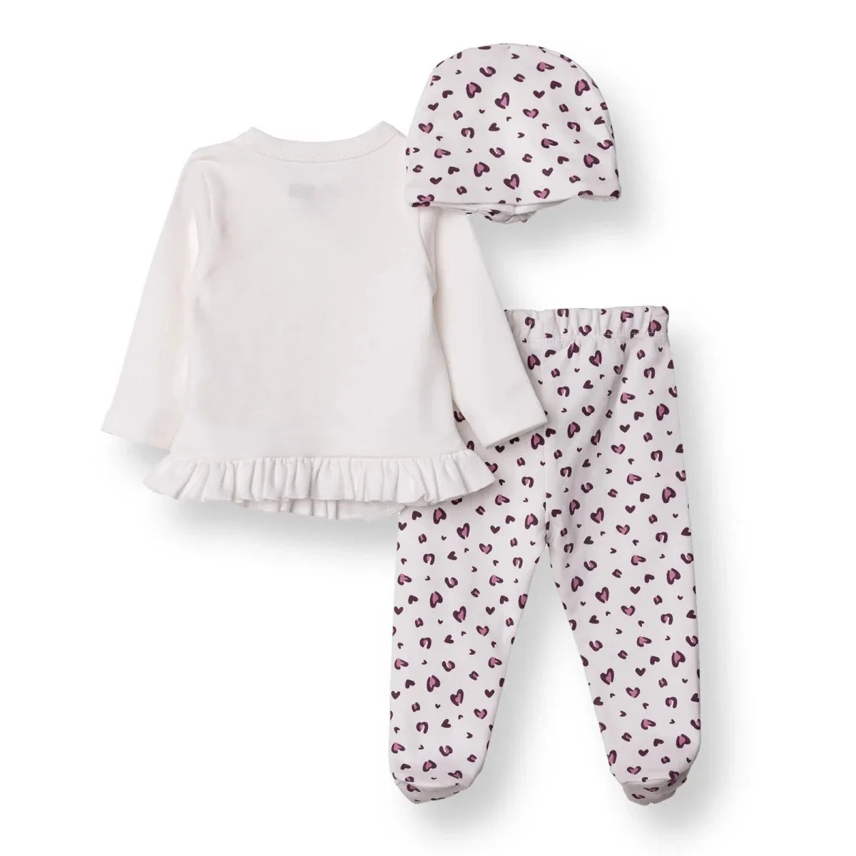 HelloBaby Heart Print Baby Hat, Vest & Bottoms Set (Newborn to 6-9 Months)