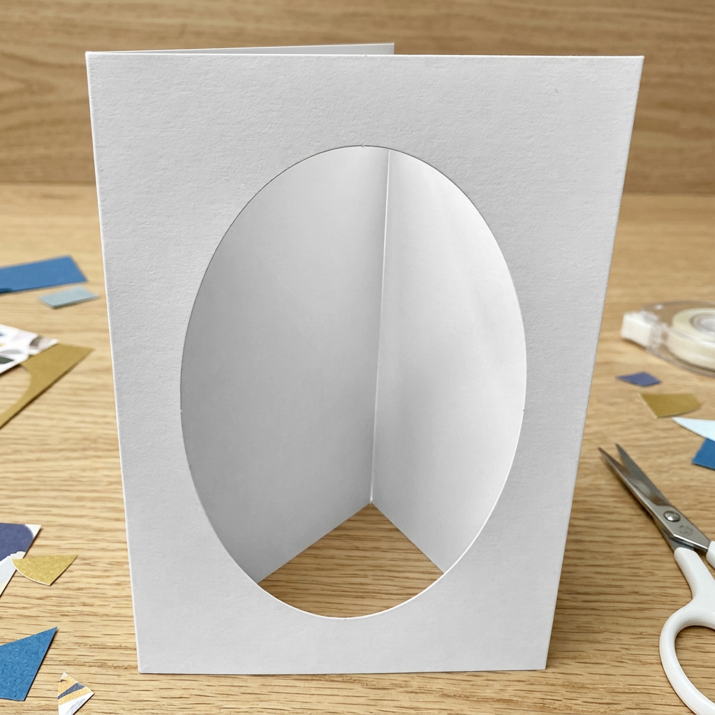 10 Pack A6 White Oval Aperture Card Blanks & Envelopes, Tri-Fold - 300gsm