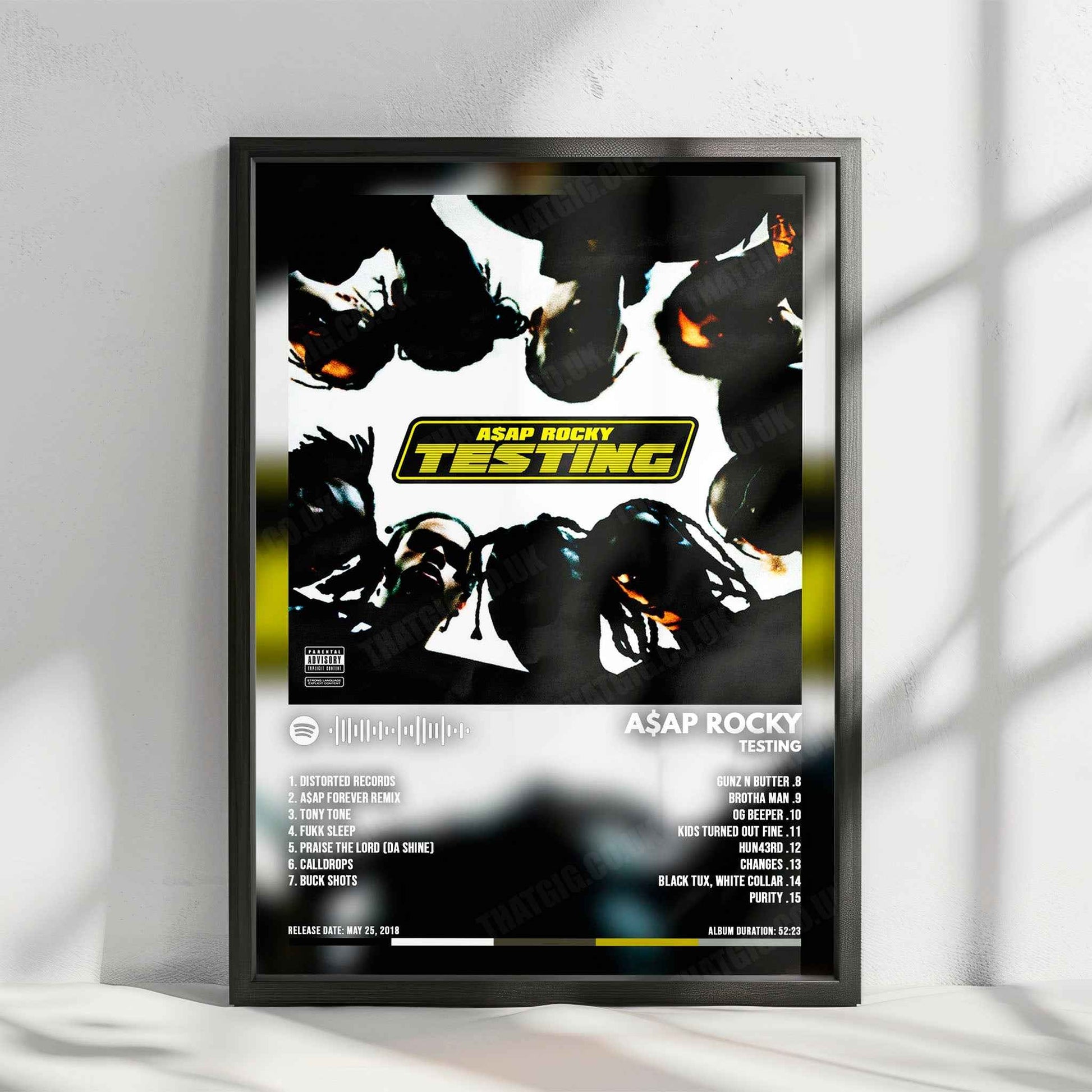 A$AP Rocky "TESTING" Album Cover Poster - with Complete Tracklist