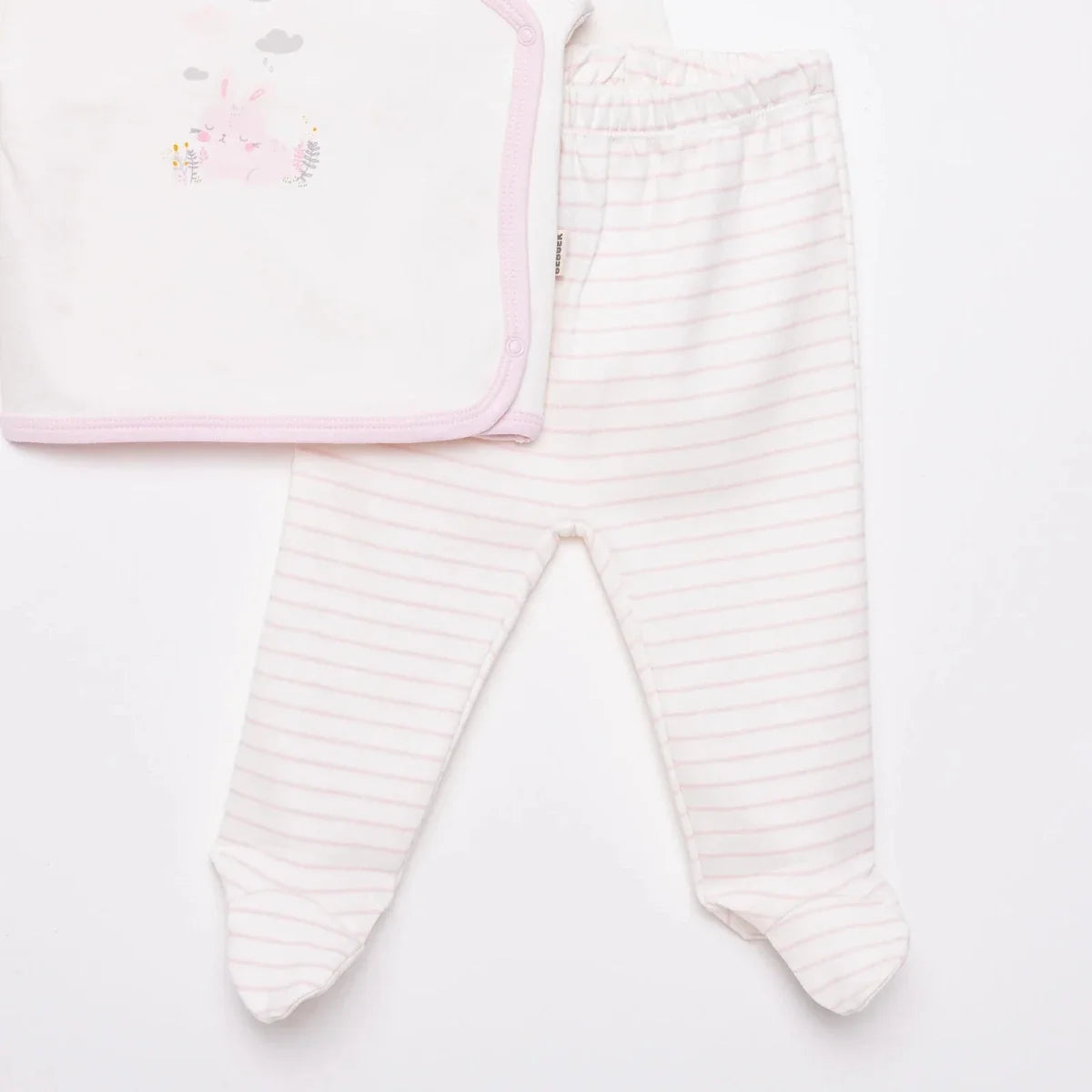 Bebbek Bunny Print Peter Pan Collar Baby Hat, Vest & Bottoms Set (Newborn to 6 Months)