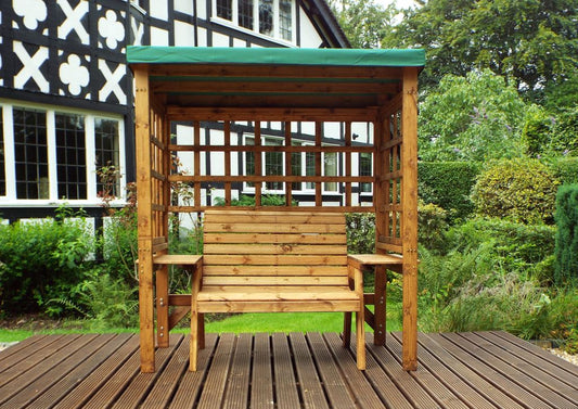 Charles Taylor Trading Wentworth Two Seat Arbour Green With Green Cushion Brown
