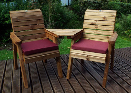 Charles Taylor Trading Twin Companion Set Angled With Burgundy Cushion Brown
