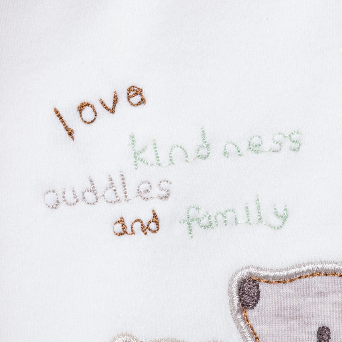Aziz Bebe 5 Piece "Love Kindness Cuddles and Family" Slogan Baby Hospital Bag Set with Footed Legs (Newborn)