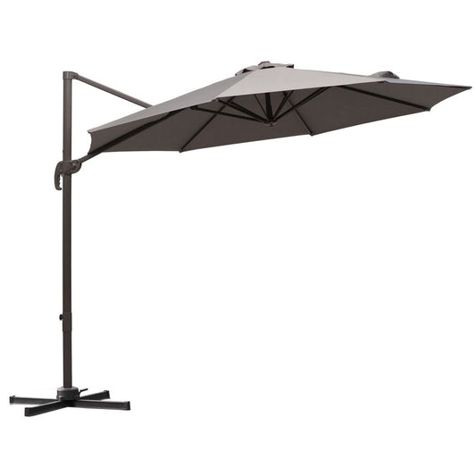 Outsunny  3m Cantilever Aluminium Frame Outdoor Garden Parasol Grey Grey ?2.95 x 2.5 m
