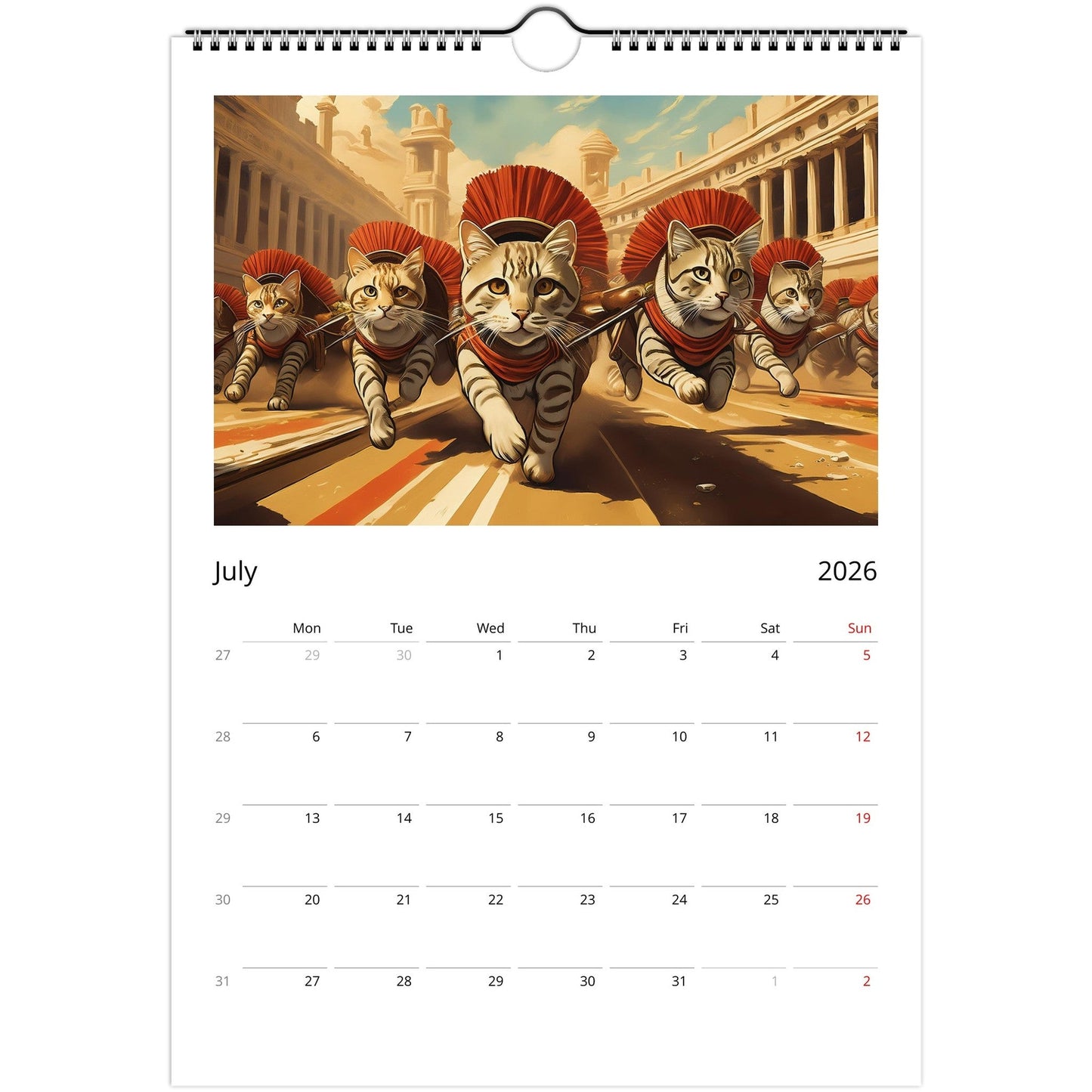 Ancient Roman Cats Wall Calendar – Vintage Feline Art, Eco-Friendly Gift for Cat Lovers 🐾🕌