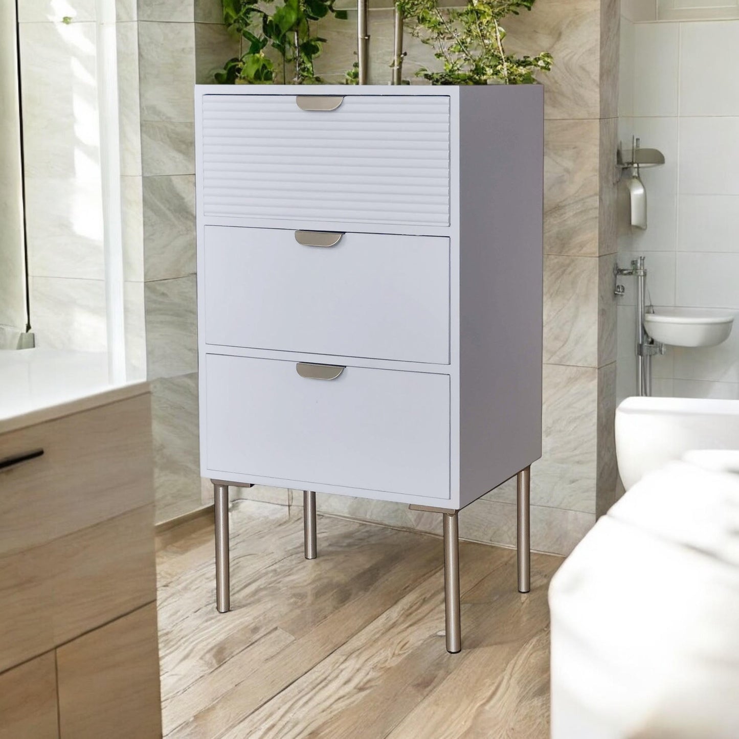 75CM WHITE WOODEN 3 DRAWER CHEST OF DRAWER