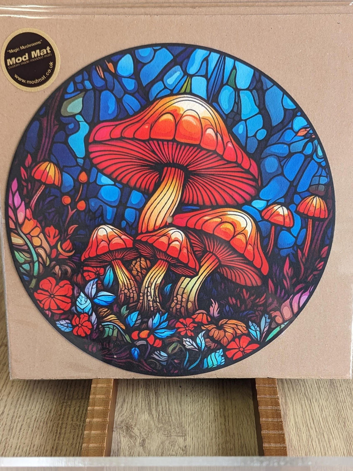 Stain Glass Effect Magic Mushrooms Slip Mat for turntable