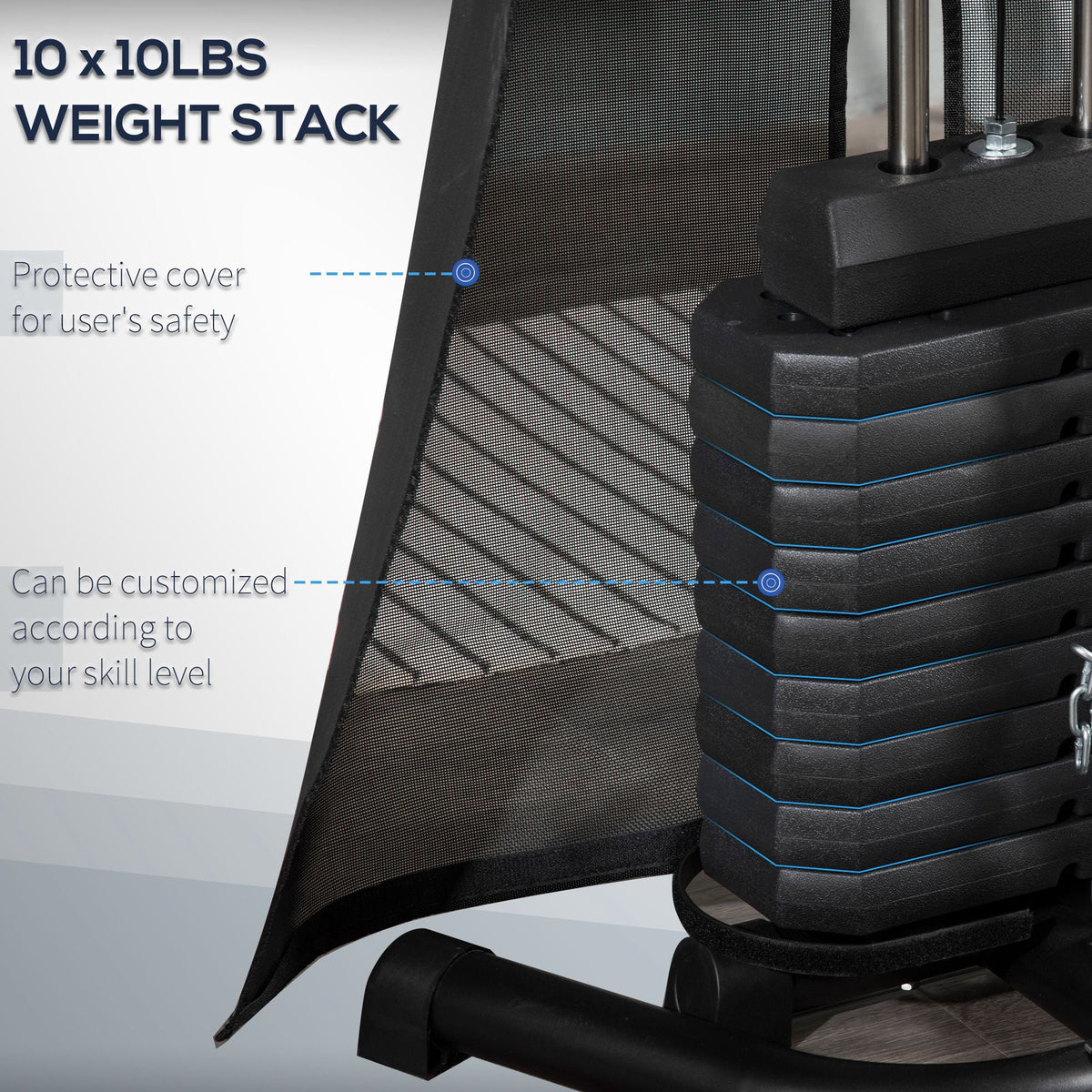 HOMCOM Multi Gym Fitness Equipment Exercise Machine with 45Kg Weight Stack