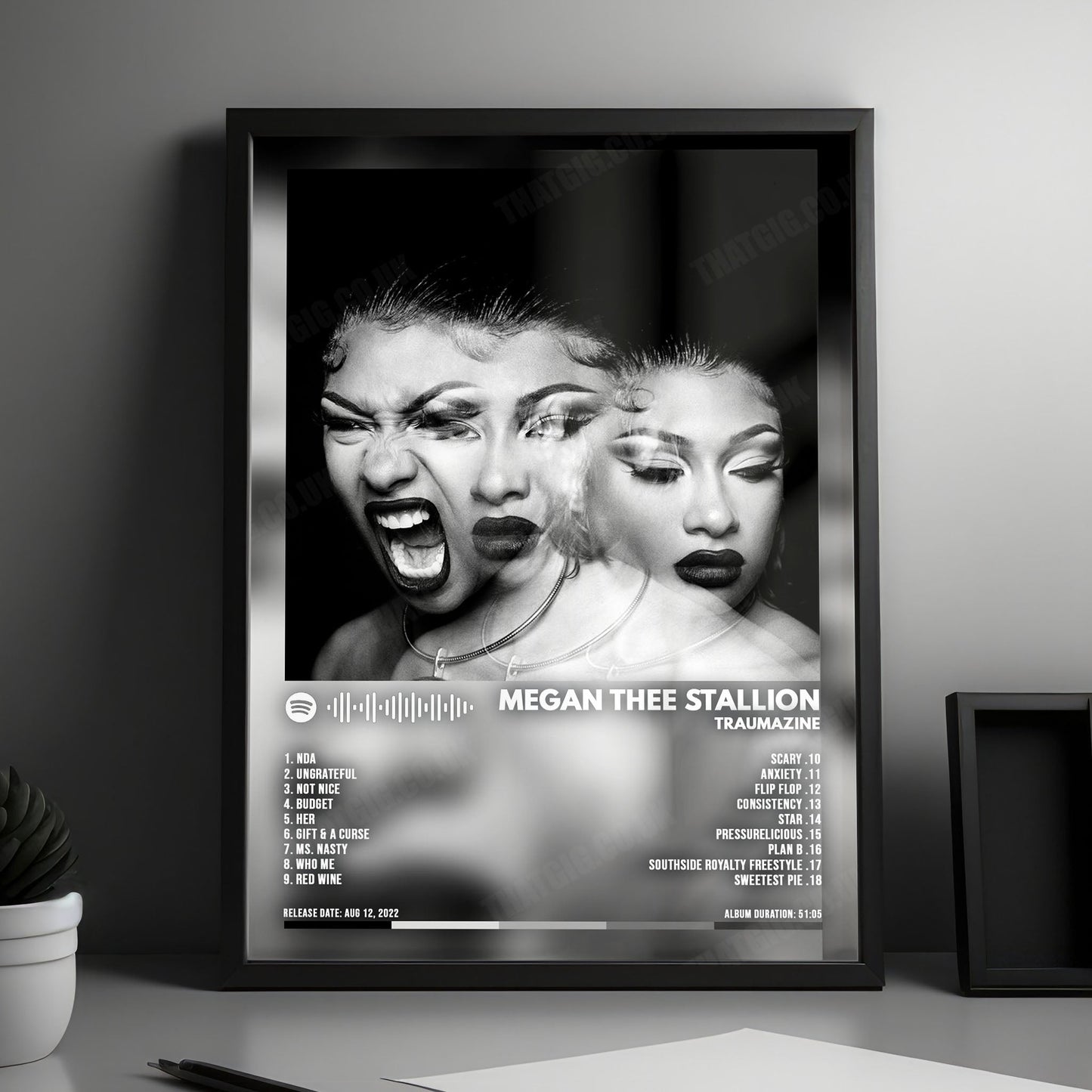 Megan Thee Stallion "Traumazine" Album Cover Poster - with Complete Tracklist