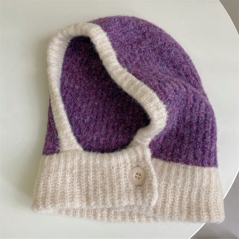 One-piece Knitted Balaclava With Built-in Neck Warmer And Ear Protection