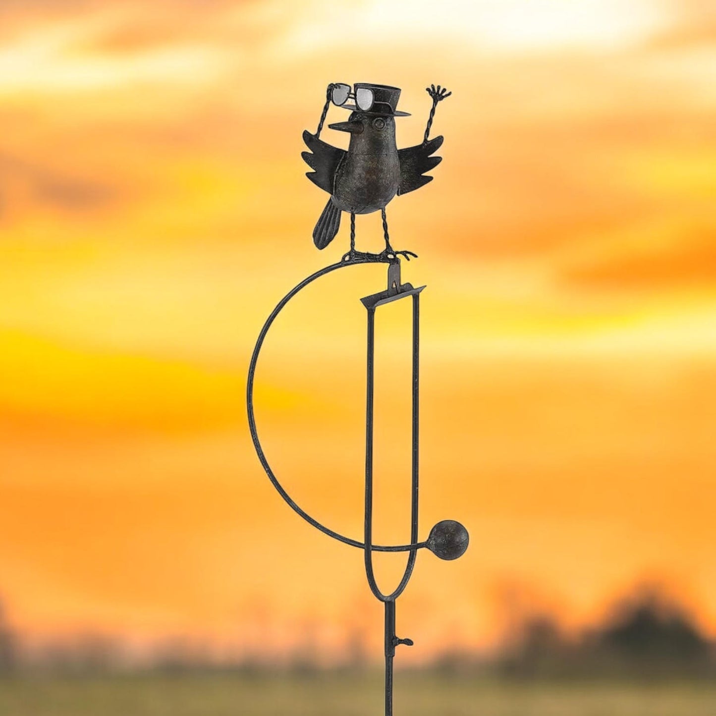 44" METAL BIRD ROCKER GARDEN STAKE