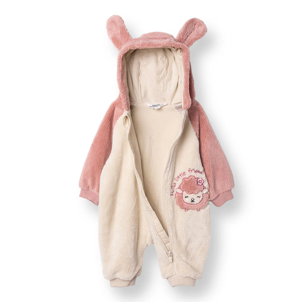 Midimod Peter Pan Collar Fleece Footless Baby Pramsuit (3 Months to 12 Months)
