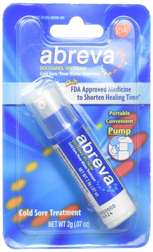 Abreva Pump - Cold Sore/Fever Blister Treatment (0.07 oz, 2 g) | Docosanol 10%