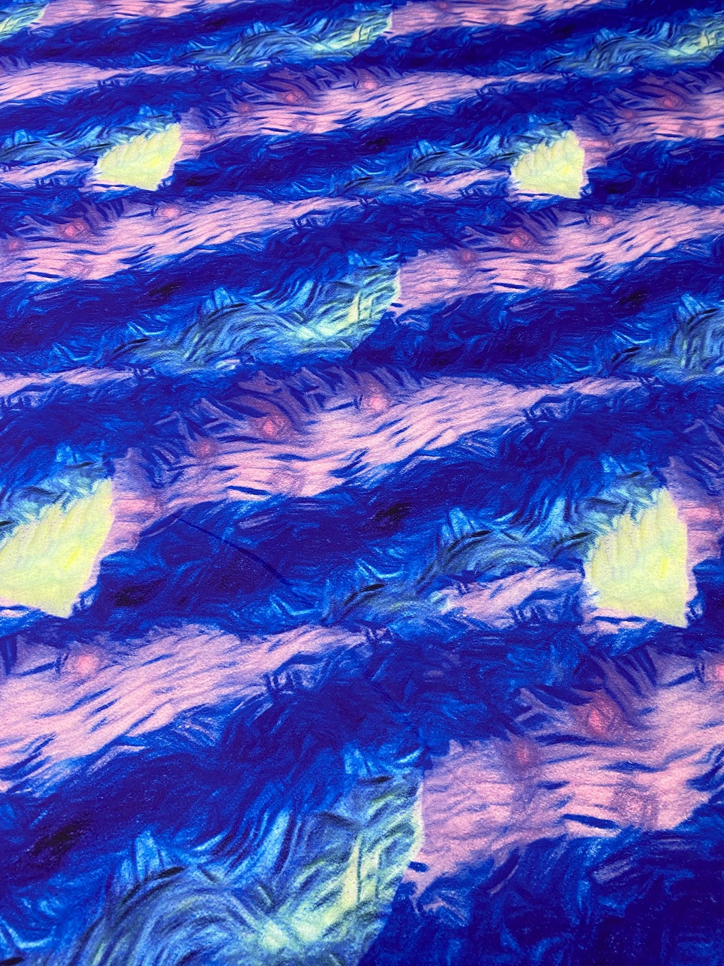 Abstract Blue and Purple Tie Dye Pattern Fabric By Metre