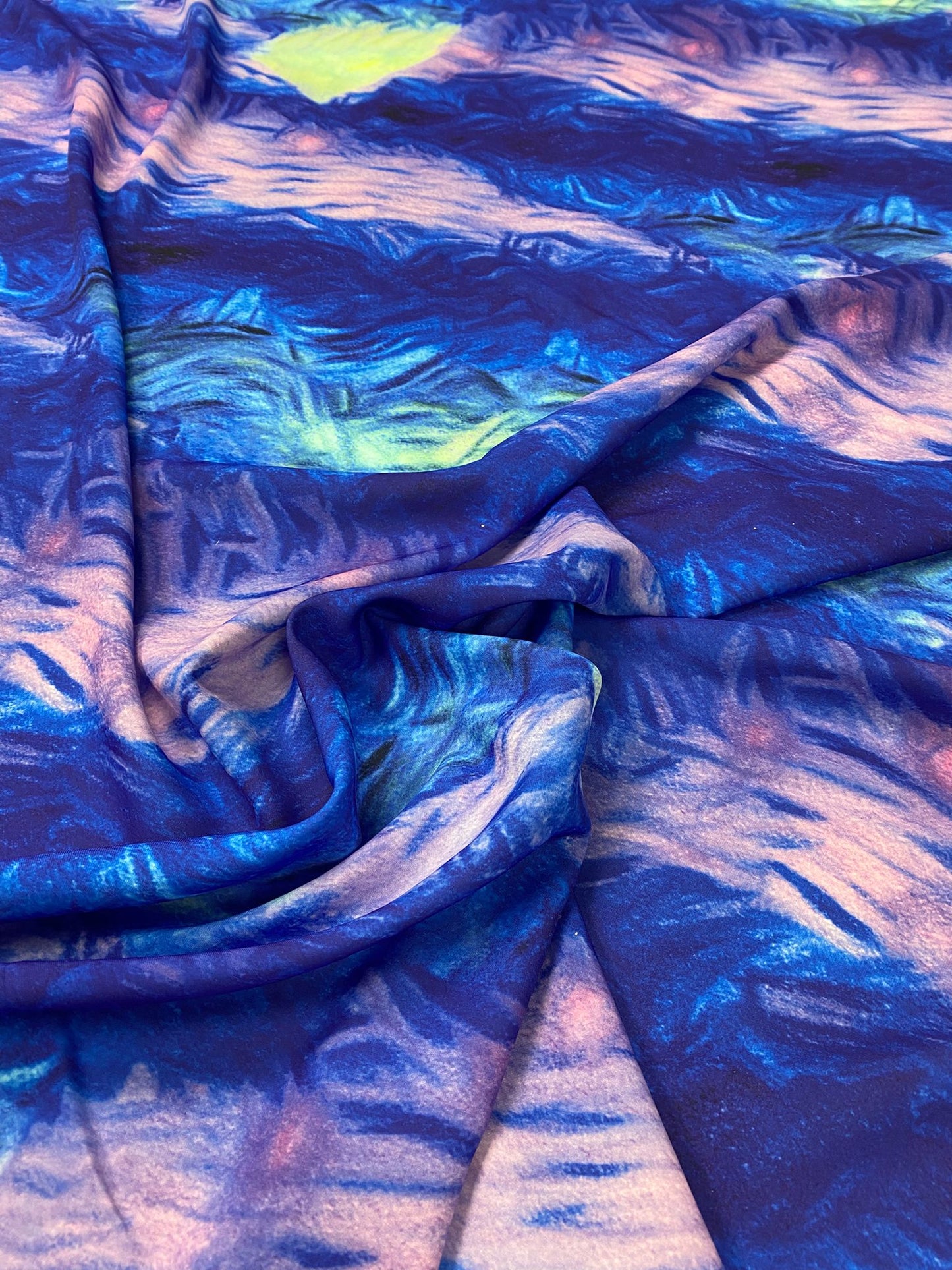 Abstract Blue and Purple Tie Dye Pattern Fabric By Metre