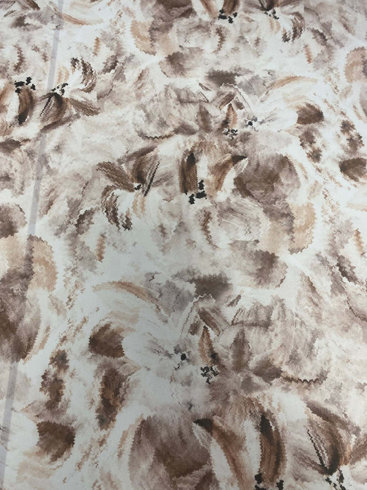 Abstract Brown Floral Fabric – Fabric by Metre, Multiple Options for Sewing & Dressmaking