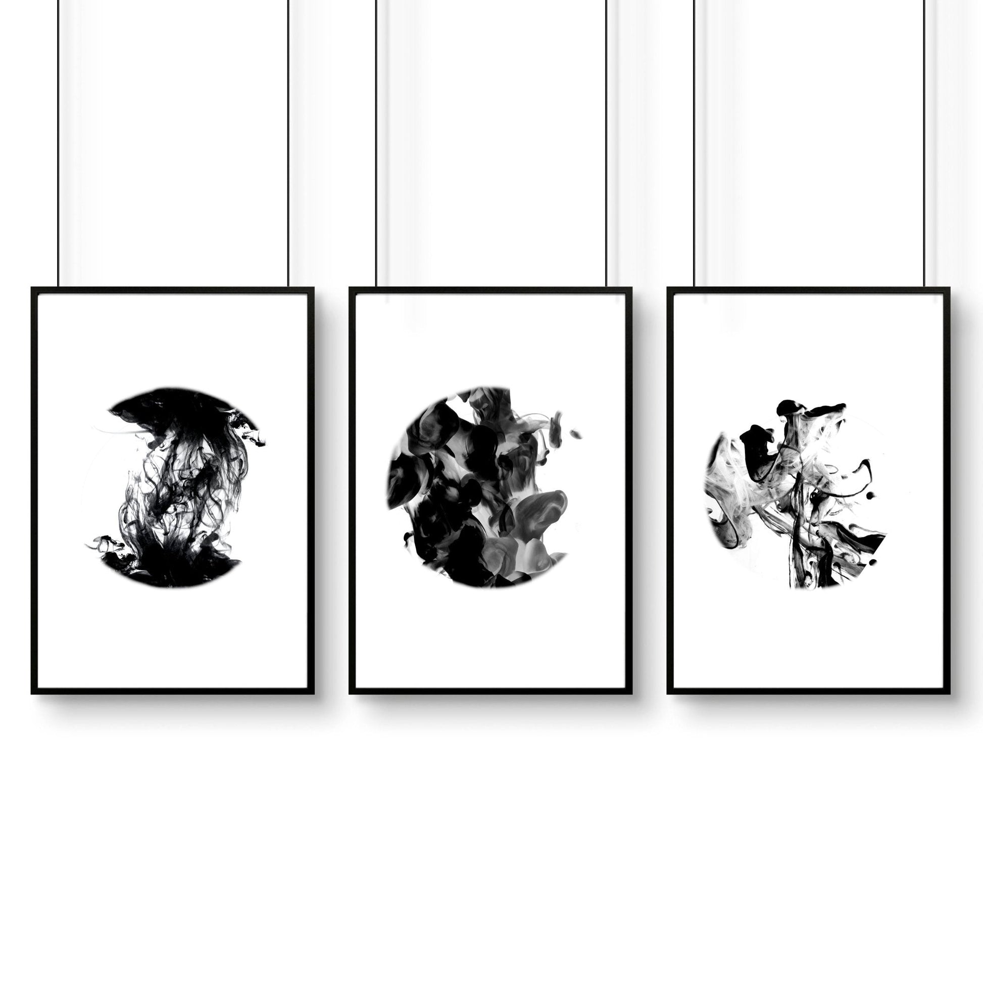 Abstract wall art set of 3 | set of 3 framed wall art for office