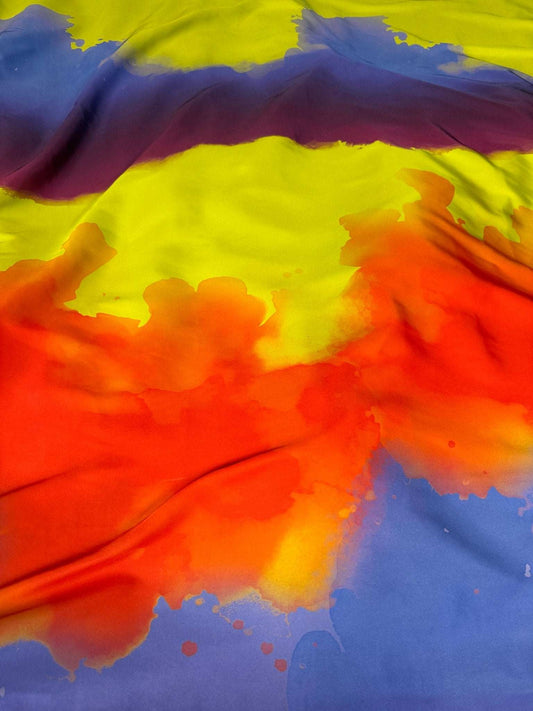 Abstract Watercolor Fabric, Vibrant and Artistic Design Fabric by the Metre